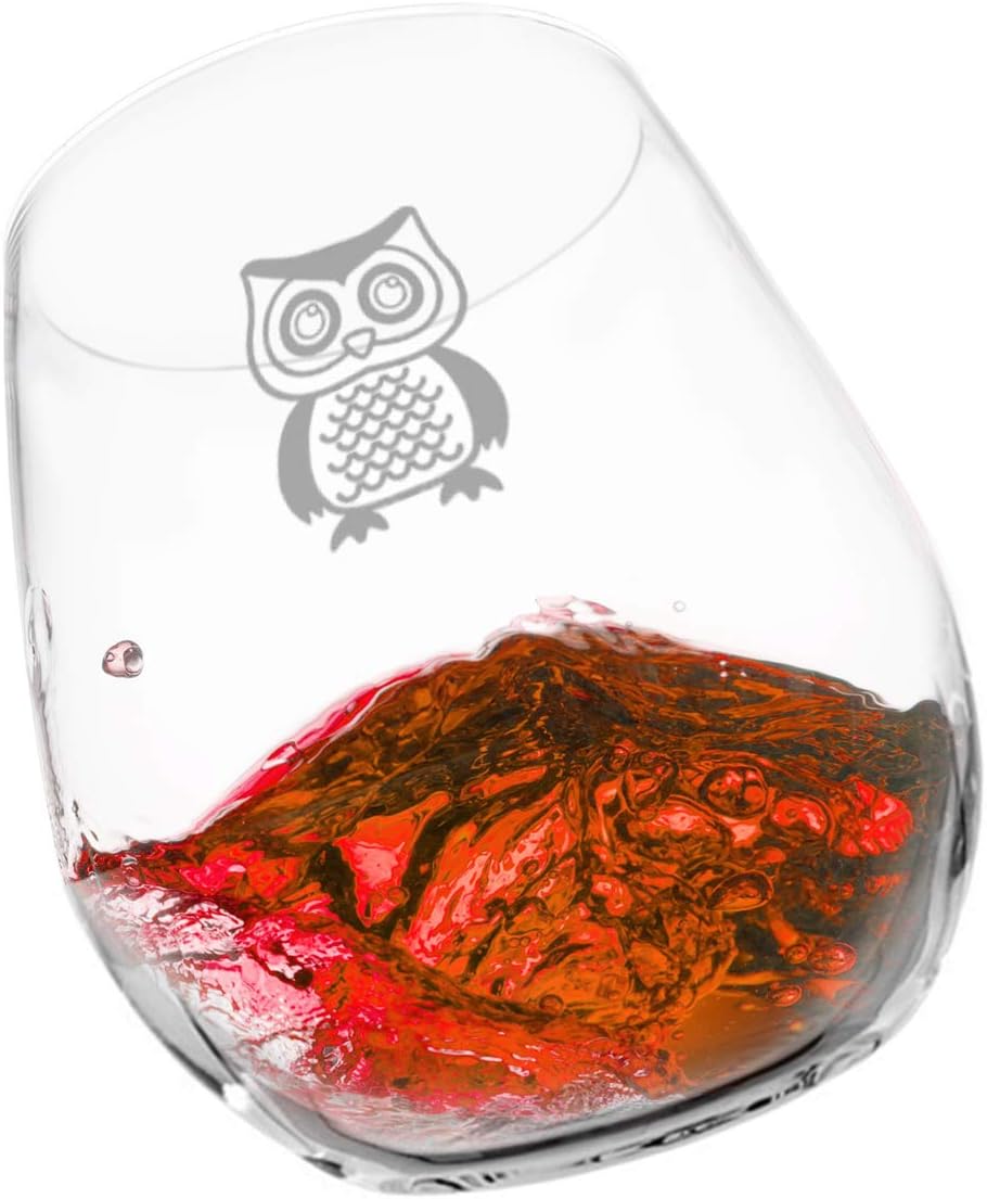 Juego de 4 copas de vino de búho lindo  Copas de vino sin tallo con 4 búhos adorables únicos  Copas decorativas de búho de 15 onzas  Hace divertido