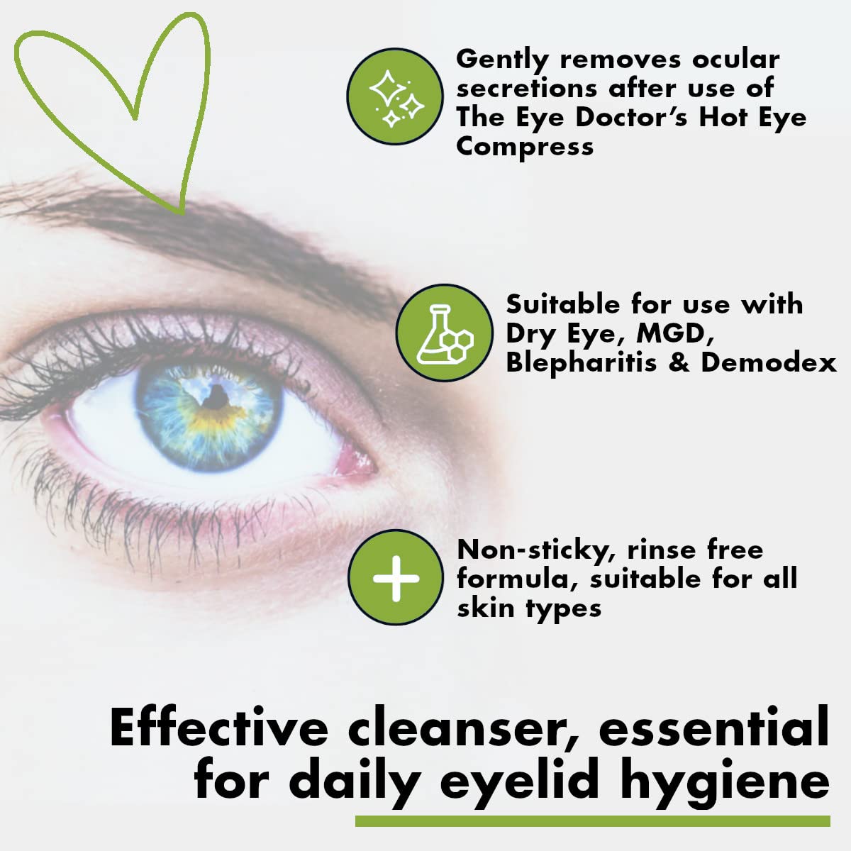The Eye Doctor Limpiador de tapa de árbol de té, 3.4 fl oz, higiene diaria de párpados, elimina desechos y maquillaje pestañas de párpados –