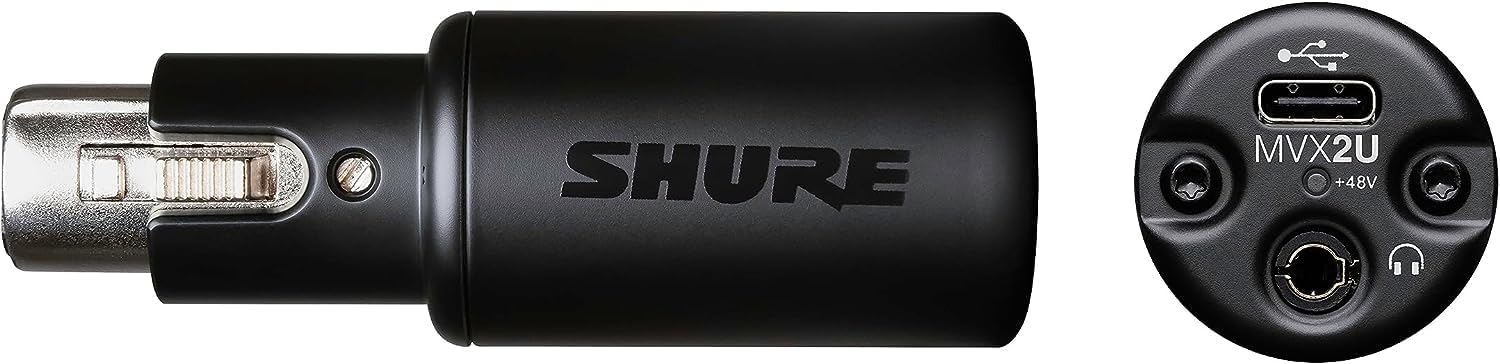 Shure Paquete de micrófono SM58-LC con interfaz digital MVX2U XLR a USB con conector para auriculares, preamplificador integrado con control de