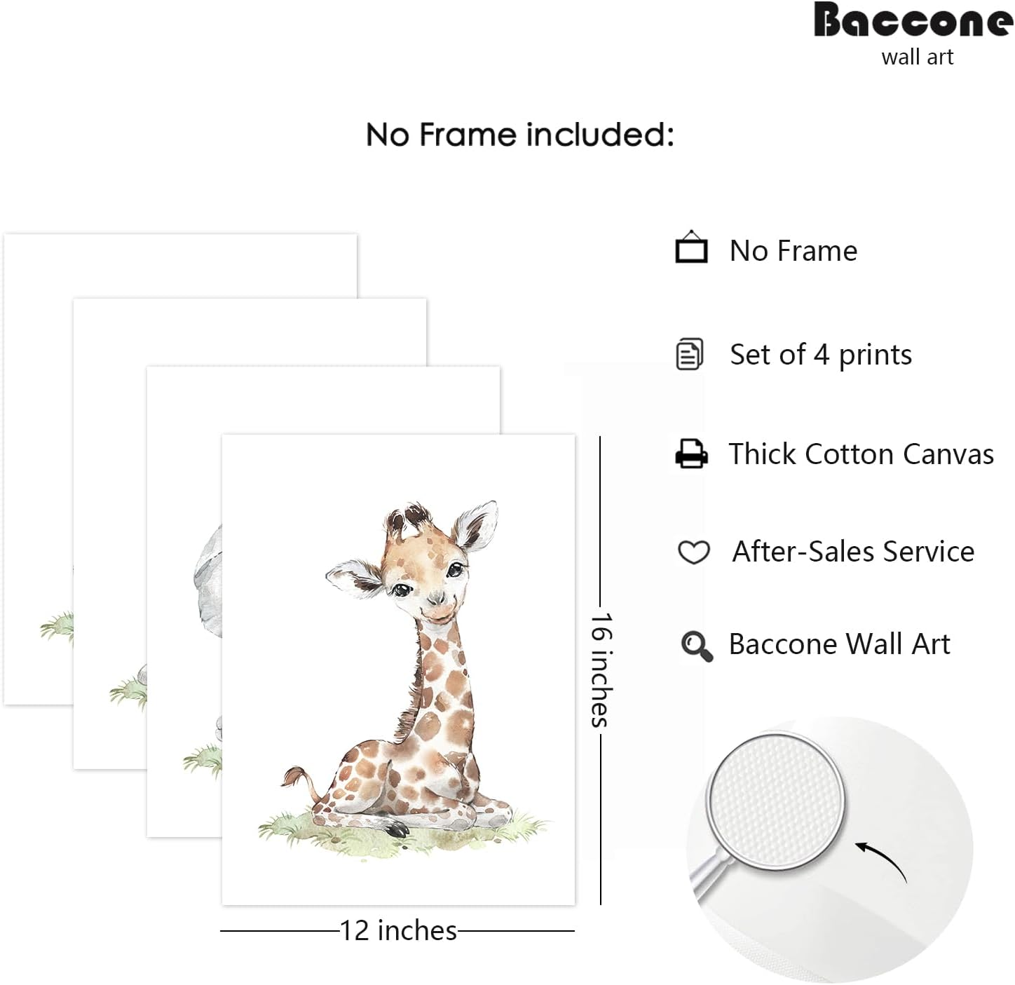 Arte de pared de safari para cuarto de bebé, lienzo de animales de bebé, decoración de pared de bosque y guardería, imágenes de animales de selva,