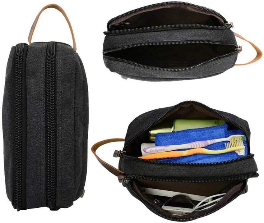 Tumecos Neceser de cuero encerado para hombre, kit de afeitado, accesorios de viaje, bolsa organizadora (verde militar 1)