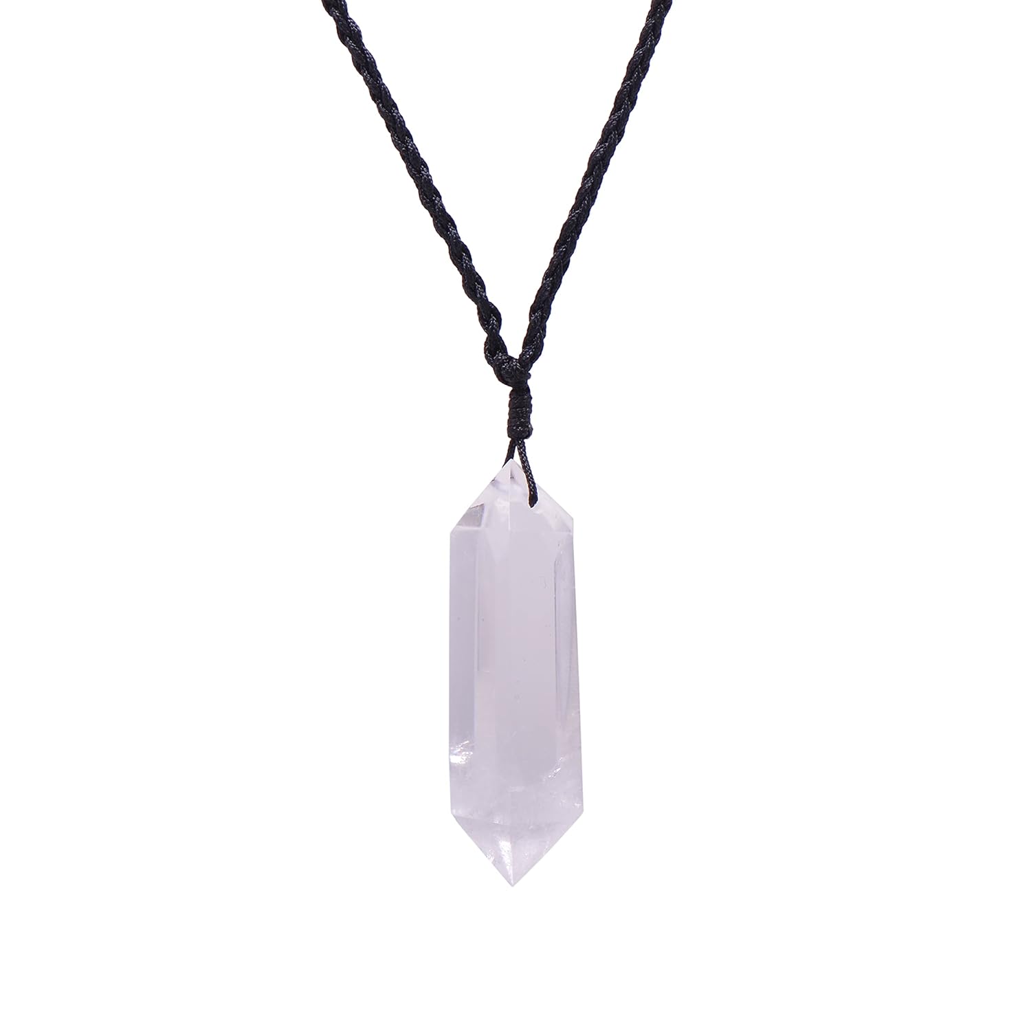 2 Inches Large Healing Crystal Necklace White Quartz Pendant with Adjustable Cord