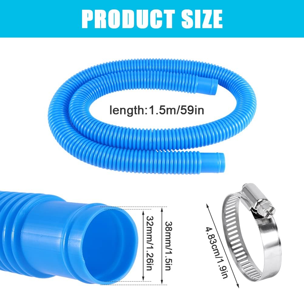Manguera de repuesto para bomba de piscina sobre el suelo, mangueras de piscina de 1.25 x 59 pulgadas, compatible con bomba de filtro 607, 637, 3