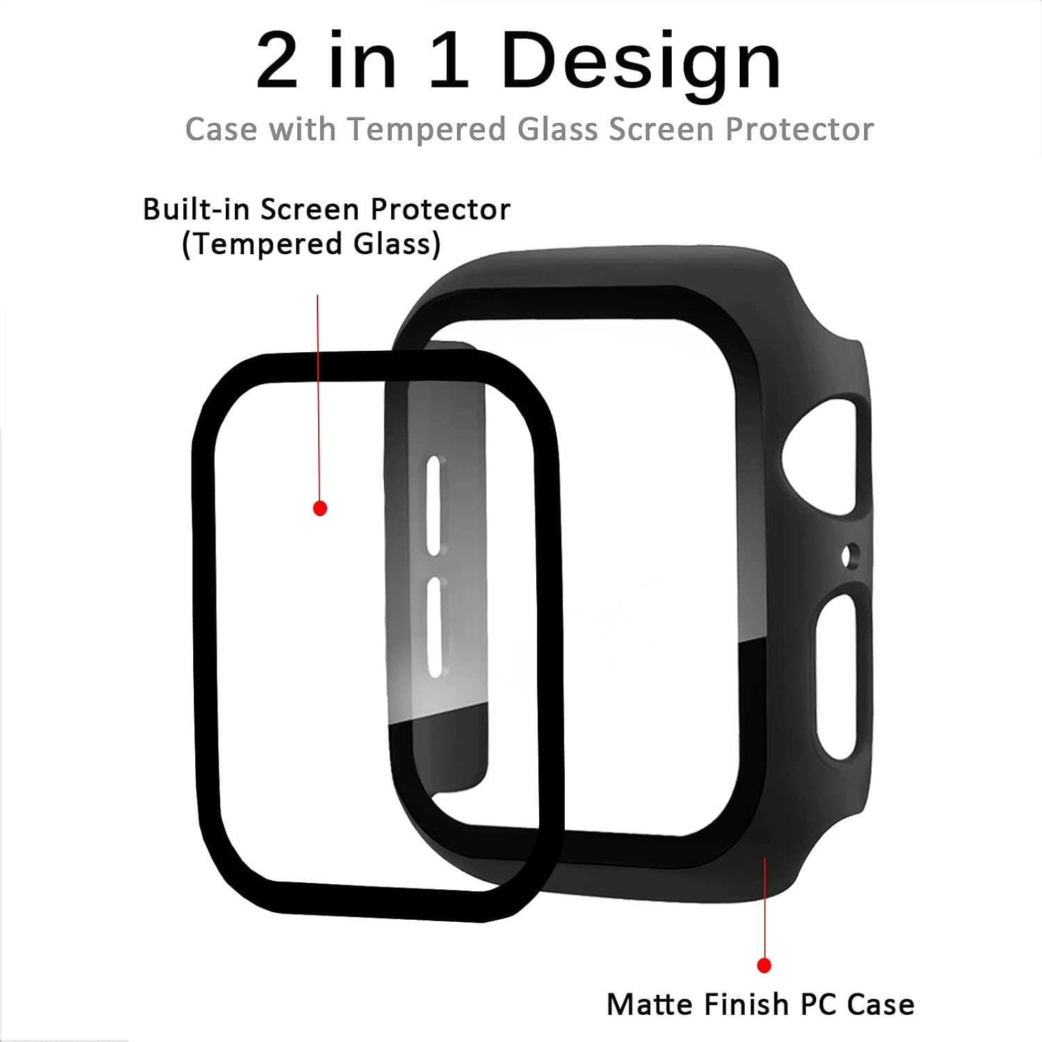 Miimall Funda compatible con Apple Watch Series 3, 2, 1 de 1.496 pulgadas con protector de pantalla, cubierta dura mate antiarañazos a prueba de