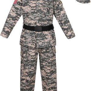 HAPNBCELE Disfraz del ejército para niños, disfraz militar de juego de rol, disfraz de camuflaje para Halloween HAPNBCELE Disfraz del ejército para niños, disfraz militar de juego de rol, disfraz de camuflaje para Halloween