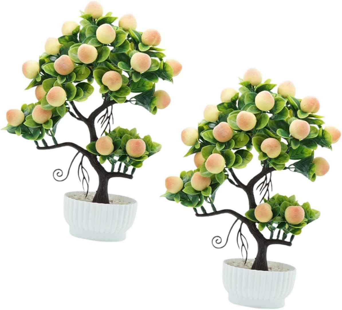 HOMSFOU Árbol frutal artificial de limonero, árbol frutal artificial de melocotón, bonsái en maceta, decoración de fiesta de durazno, árbol pequeño