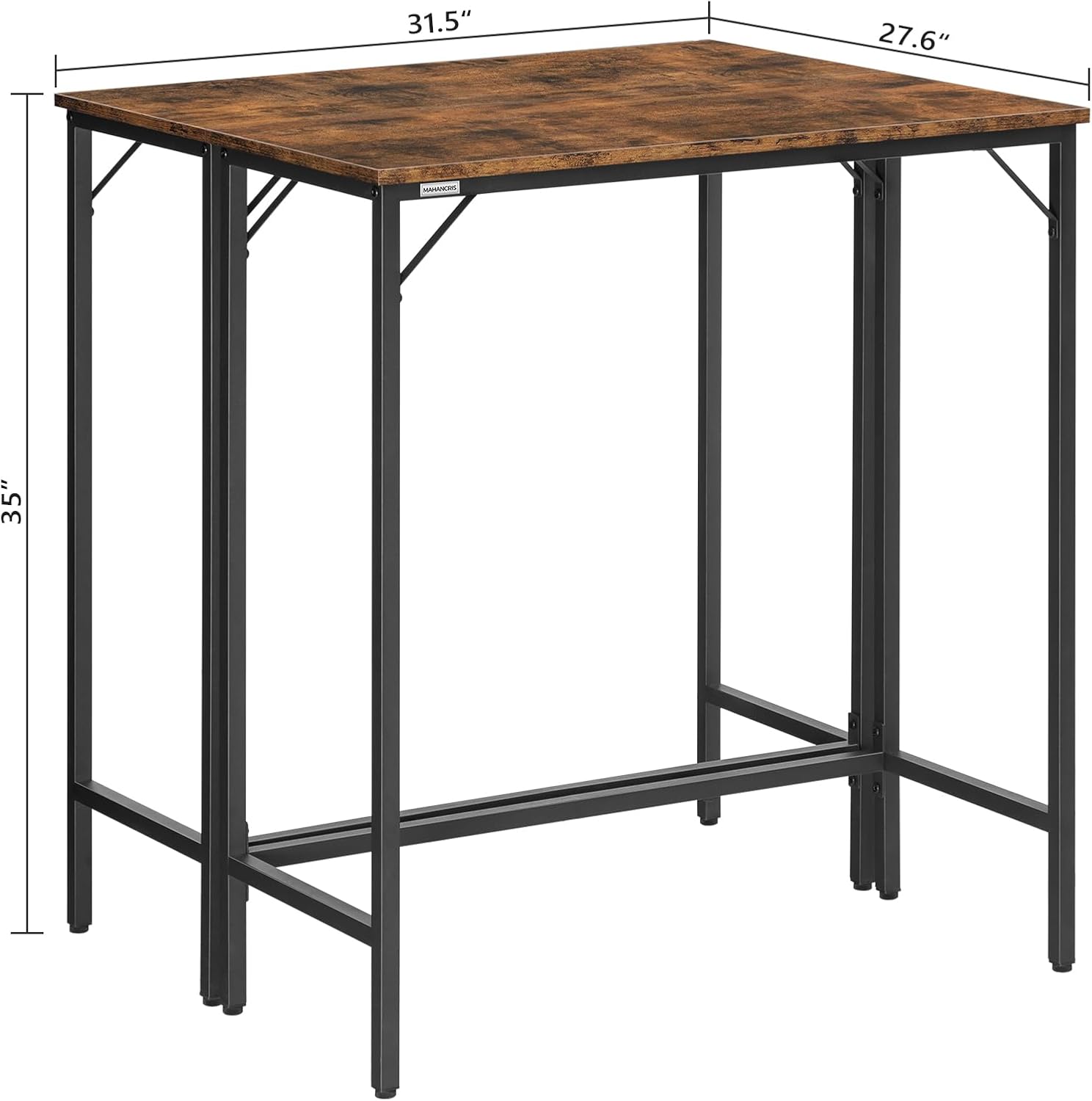 Mesa de barra estrecha de altura de barra, mesa de pub de 63 pulgadas para comedor, mesa de barra con marco de metal resistente, mesa de barra