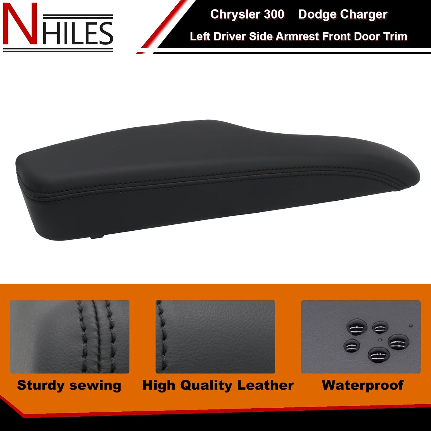 NHILES Reposabrazos del lado del conductor izquierdo compatible con Chrysler 300 Dodge Charger 2011-2023, reemplaza # 1WK37DX9AB