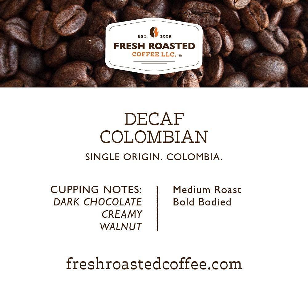 Fresh Roasted Coffee, Descafeinado colombiano, paquetes fraccionarios premolidos, 2.25 onzas, 36 unidades