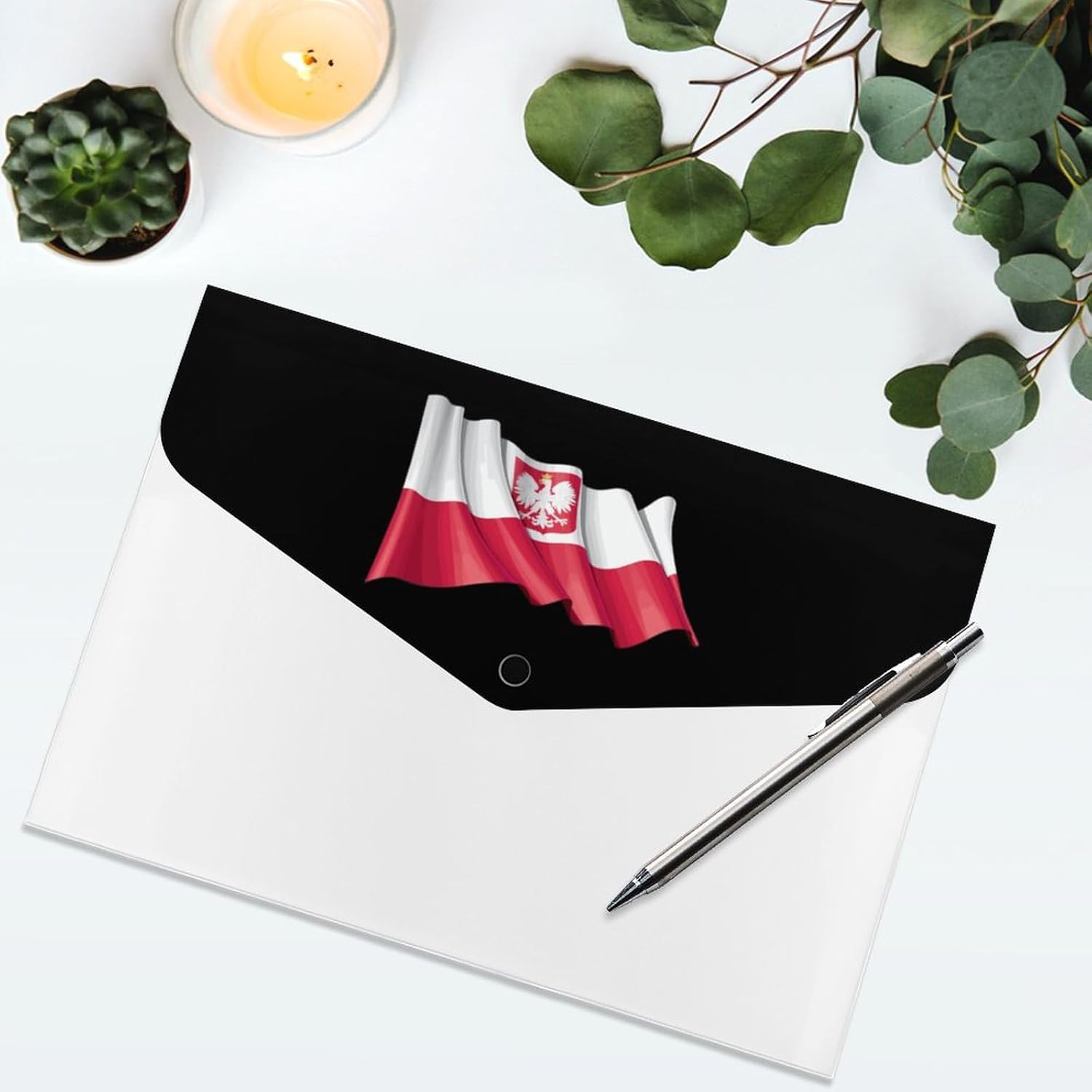 Carpeta de archivo expansible con bandera del estado de Polonia, con bolsillo, carpetas de archivo, acordeón, organizador de documentos impreso