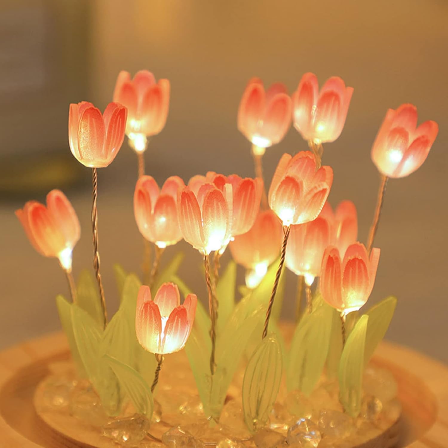 Luz nocturna de tulipanes de bricolaje, luz nocturna de flores de bricolaje, regalos hechos a mano, simulación de flores, lámpara de mesa para