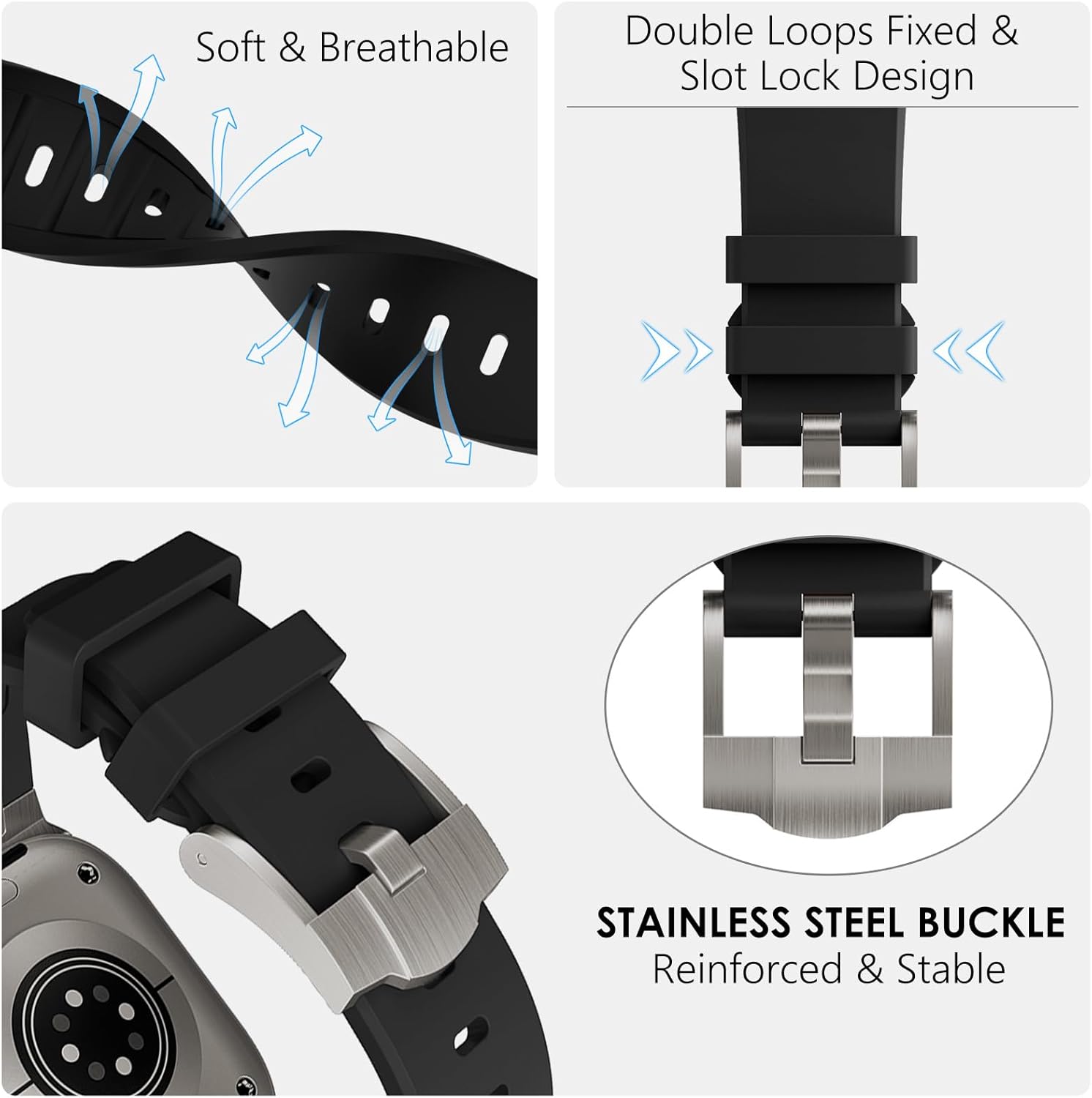 WINGLE Compatible for Apple Watch Ultra Band Ultra 2 Band 49mm 45mm 44mm 42mm for Men, Liquid Silicone Luxury Cool Designed AP Rubber Band for