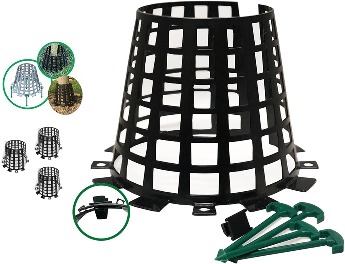 Protector de plástico para prevención de animales de árboles y plantas para césped, jardín, flores, verduras, arbustos y plantones, paquete de 3