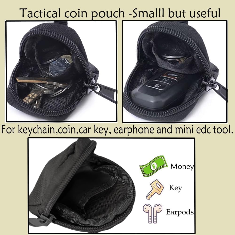 Paquete de 2 monederos tácticos  Bolsa de bolsillo militar para llavero como mini organizador de herramientas, monedas, llave de coche, funda de