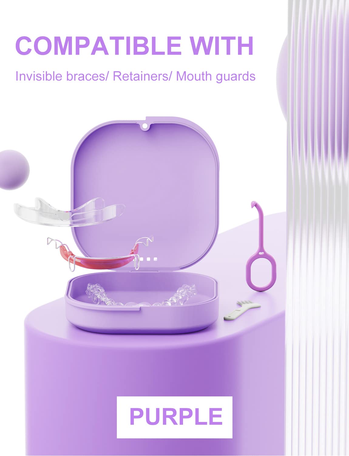 HEMILAB Funda de retención, funda delgada con orificios de ventilación, compatible con Invisalign, funda protectora bucal, bonita funda de retención