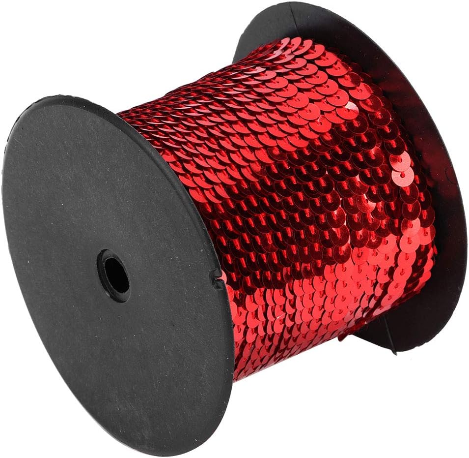 Rollo de lentejuelas, 100 yardasrollo de lentejuelas de 0.236 in, accesorio decorativo para ropa, zapatos, manualidades, adornos (rojo)