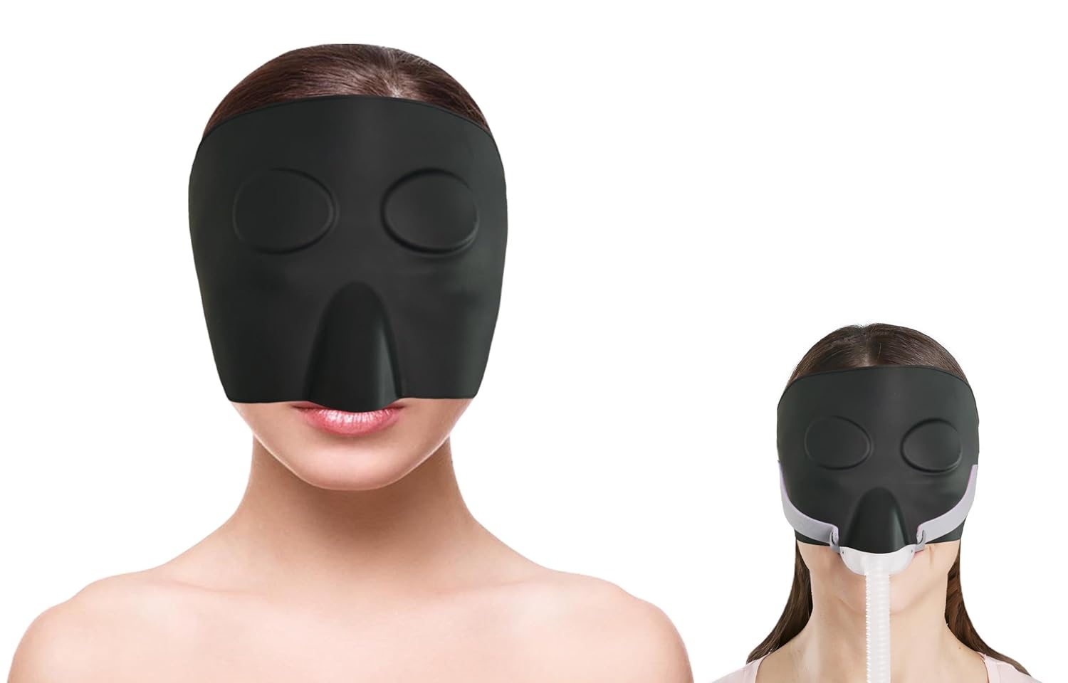 Máscara facial de silicona grande que cubre la frente, ojos y mejillas, uso después de aplicar sueros, mejora la absorción de suero y loción,