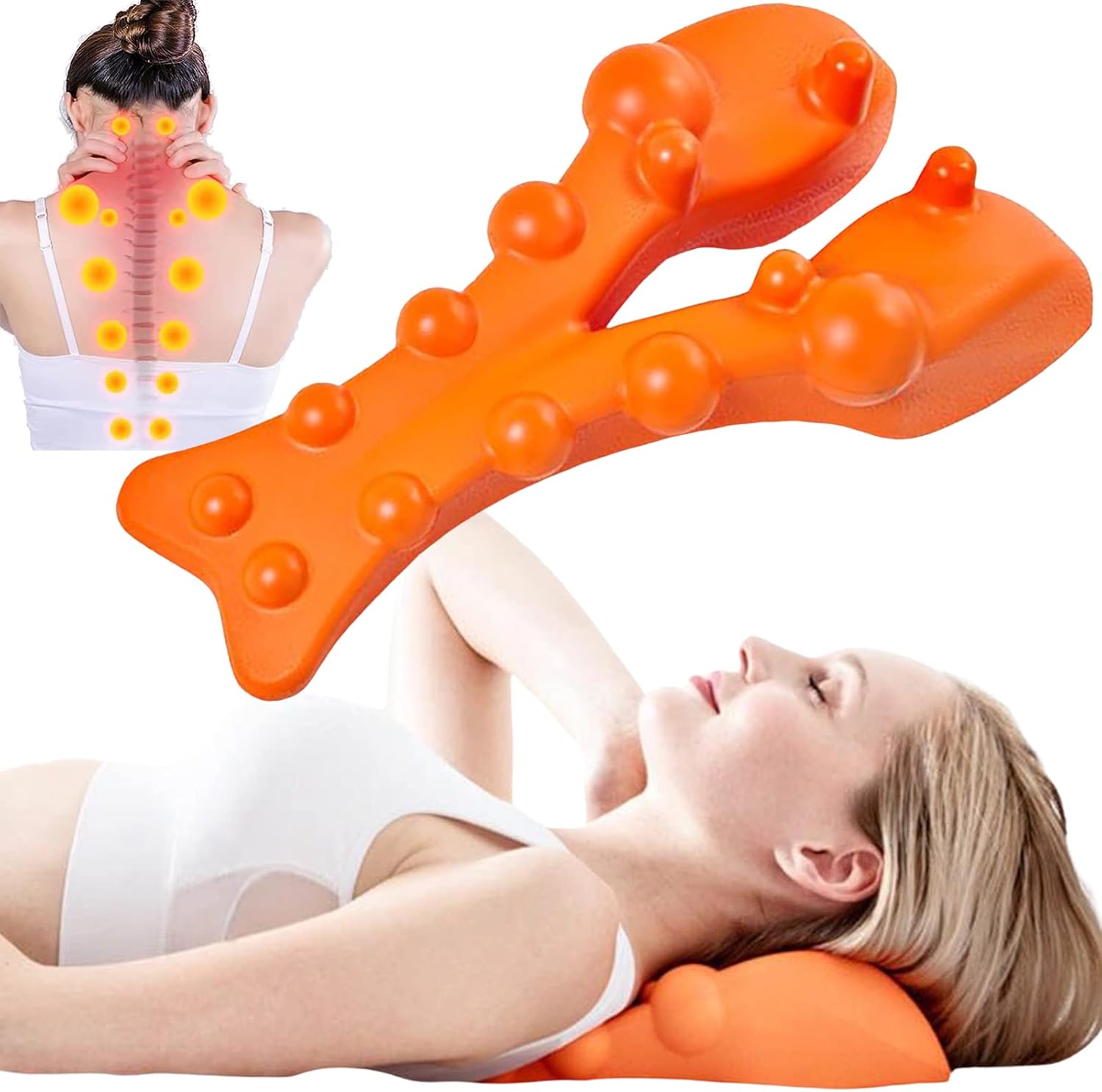 KKSS Dispositivo de tracción cervical, estiramiento de cuello, masajeador de cuello para dolor de cuello, estirador de hombro, herramienta de
