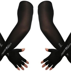 Mangas de brazo con guantes de protección UV para hombres y mujeres Ciclismo Manga de brazo de hielo sin dedos compresión solar cubierta de brazo Mangas de brazo con guantes de protección UV para hombres y mujeres Ciclismo Manga de brazo de hielo sin dedos compresión solar cubierta de brazo