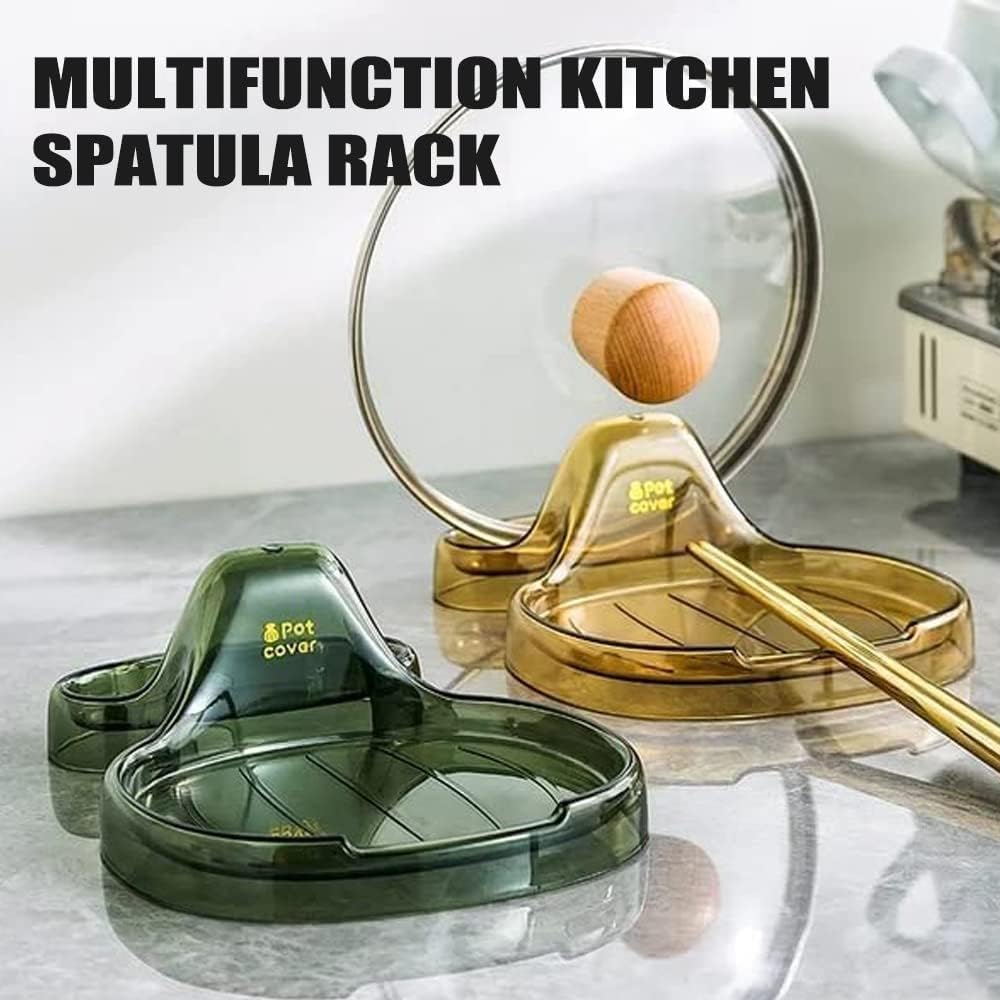 Espátula de cocina, soporte multifunción para espátulas de cocina, soporte para cucharas con soporte para tapa, soporte de cuchara de plástico de