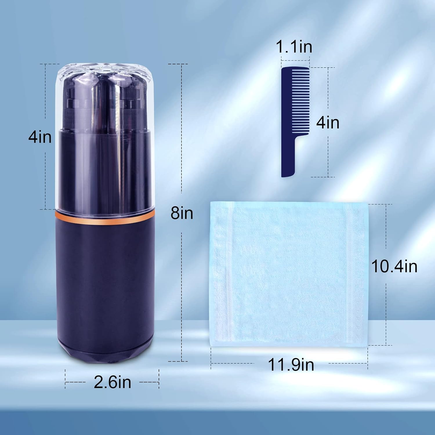 Kit de cepillo de dientes de viaje  Contenedor de viaje 8 en 1 para cepillo de dientes aprobado por la Tsa Tamaño de viaje (azul genciana)