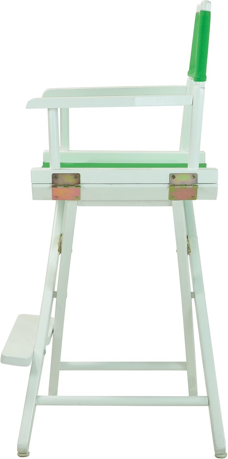 Casual Home – Silla de director de 24 in, marco blanco, con lona color verde, altura de mostrador