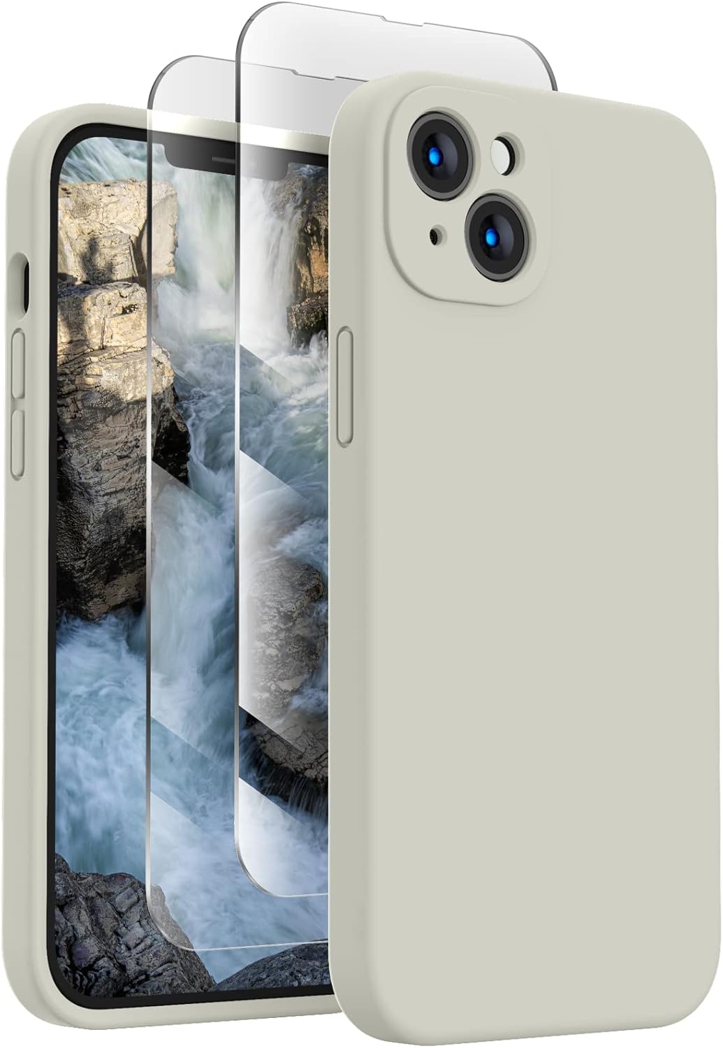 FireNova Funda para iPhone 14, funda de silicona mejorada protección de cámara con 2 protectores de pantalla, forro interior de microfibra suave