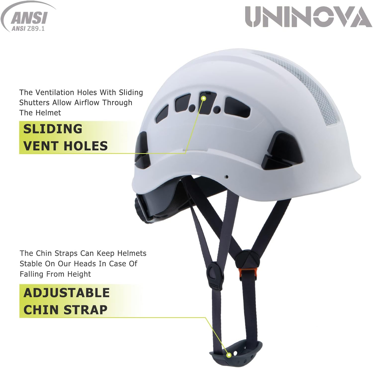 Casco de seguridad UNINOVA OSHA 6 pt. Cascos de construcción con suspensión ajustable