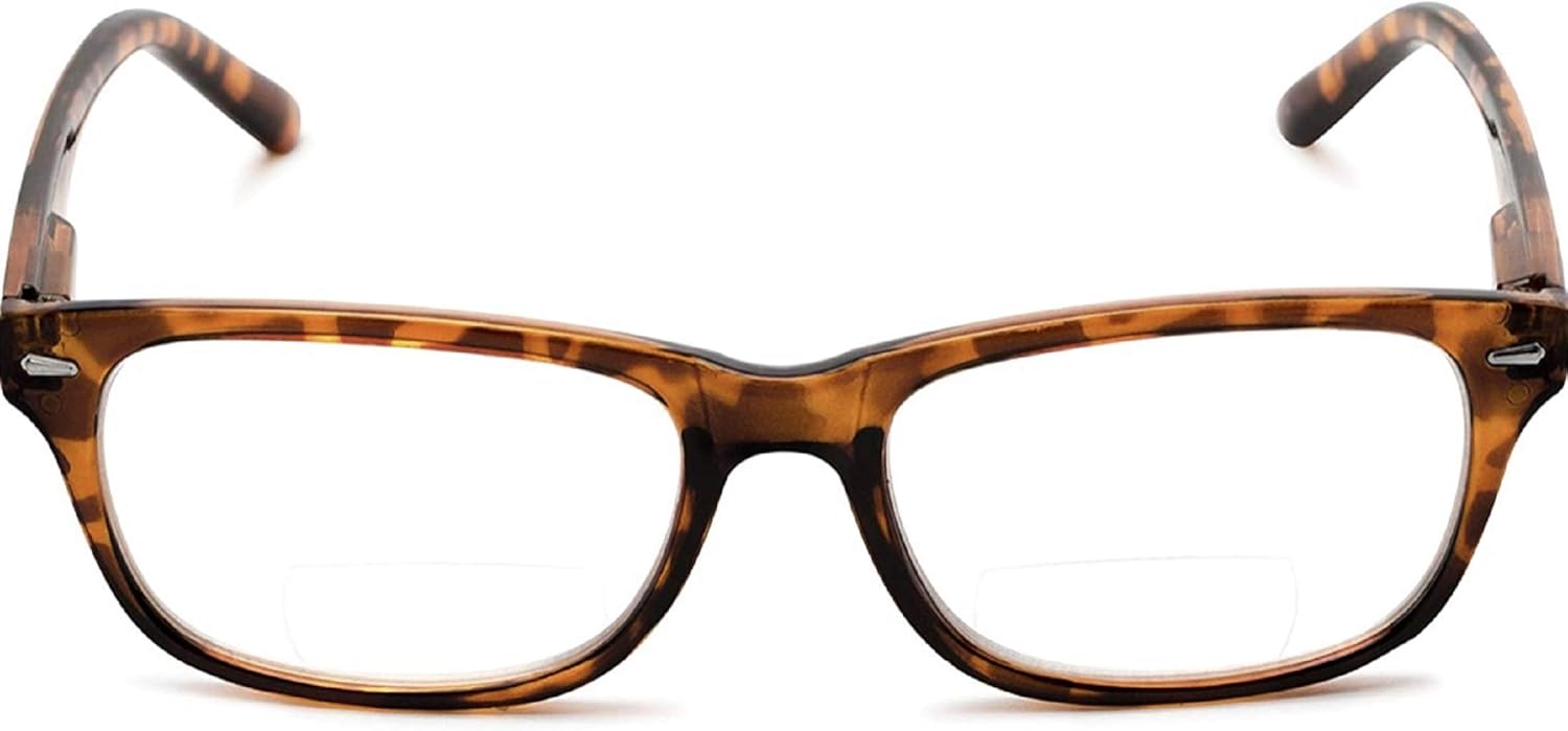 The Manhattan – Lentes de lectura bifocales para lectura, lentes de estilo rectangular para hombres y mujeres + tortuga marrón 3.50