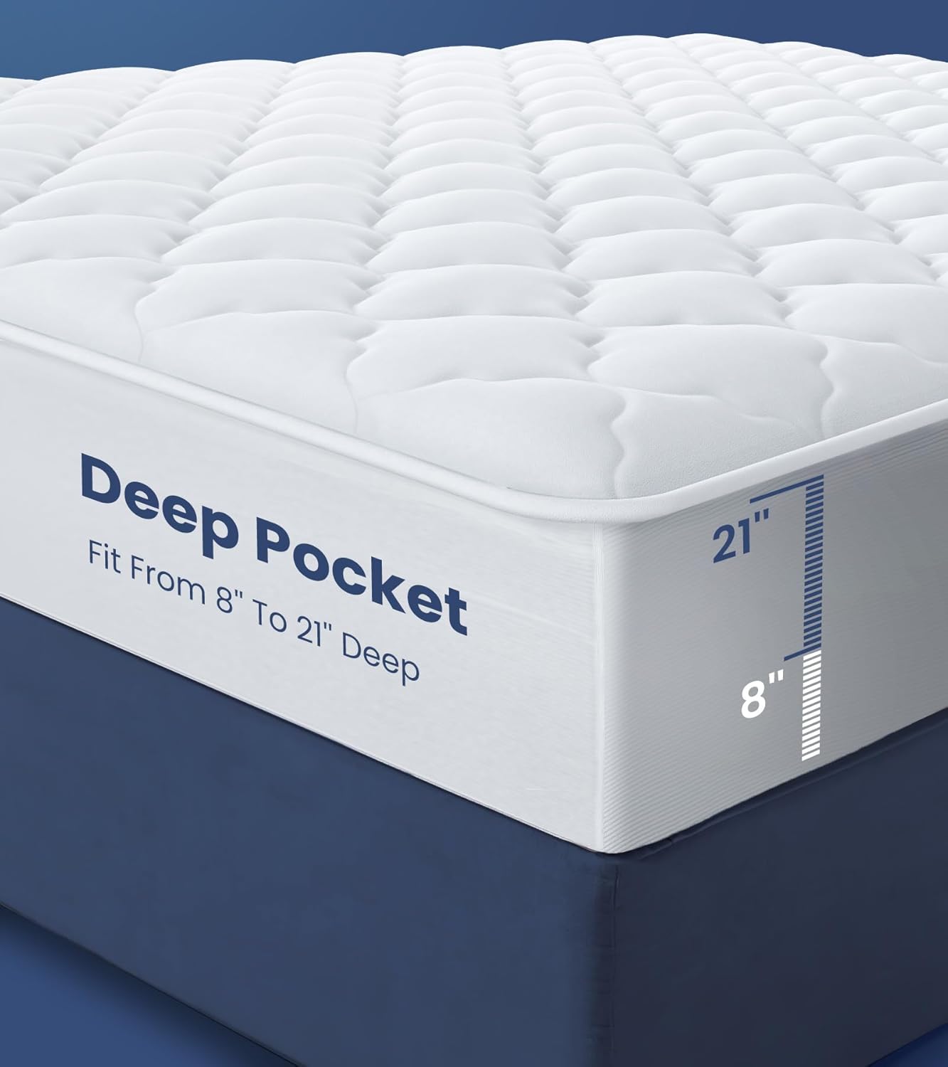 Protector de colchón individual 100% impermeable con relleno 1.5 veces más grueso, acolchado 3D, lavable a máquina, silencioso, transpirable, suave,