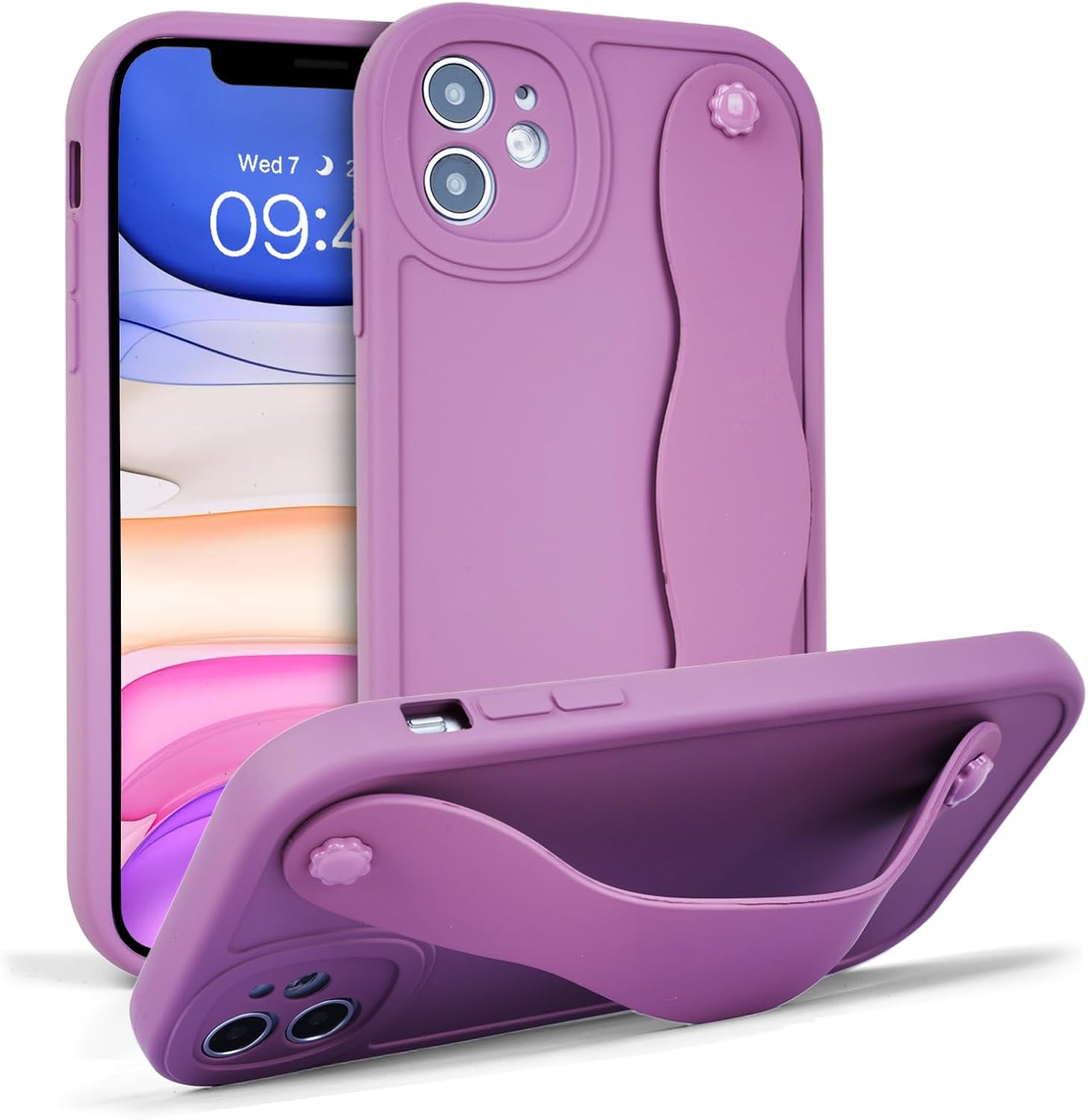 AuroraIce Funda para iPhone 11, iPhone 11, funda de goma suave de ajuste delgado con pulsera ajustable, antiarañazos, a prueba de golpes, funda