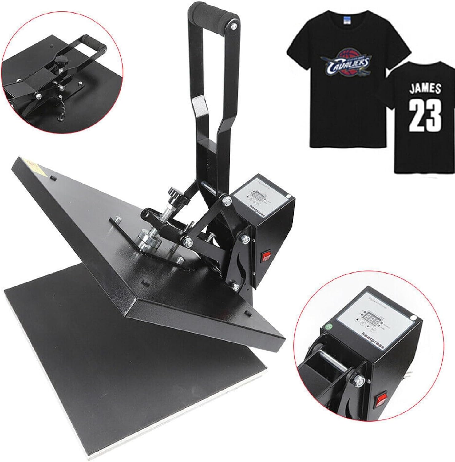 Máquina de prensa de calor, 16 x 20 pulgadas, 1700 W, máquina digital de prensado de camisetas multifunción, transferencia de calor, sublimación,