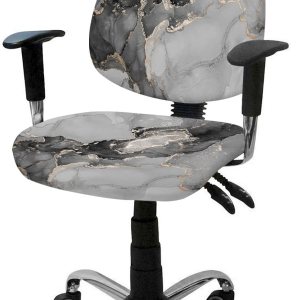 TweetyBed Funda para silla de oficina, diseño de mármol negro y gris, elástico, universal, para silla de computadora, abstracto, lujoso, geométrico, TweetyBed Funda para silla de oficina, diseño de mármol negro y gris, elástico, universal, para silla de computadora, abstracto, lujoso, geométrico,