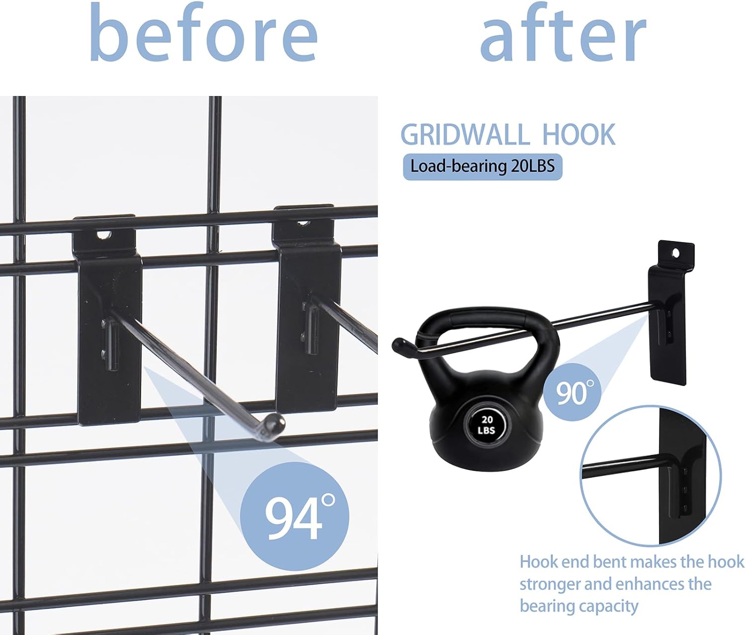 32 ganchos Slatwall de 8 pulgadas, accesorios para paneles de exhibición, ganchos de pared de Slatwall, ganchos de pared para garaje, tienda