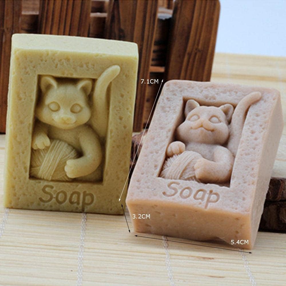 Molde de jabón Molde de silicona para velas Molde de jabón Molde de silicona Molde de resina Rectángulo de jabón para gatos (11015)