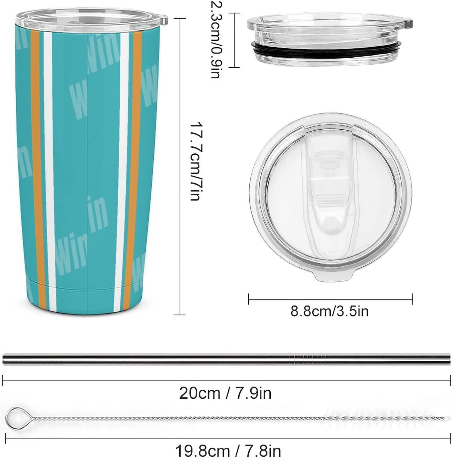 Custome – Botella de agua de fútbol, 20 onzas, tazas de café de fútbol para entrenadores, regalos de cumpleaños, termo aislado para adolescentes,