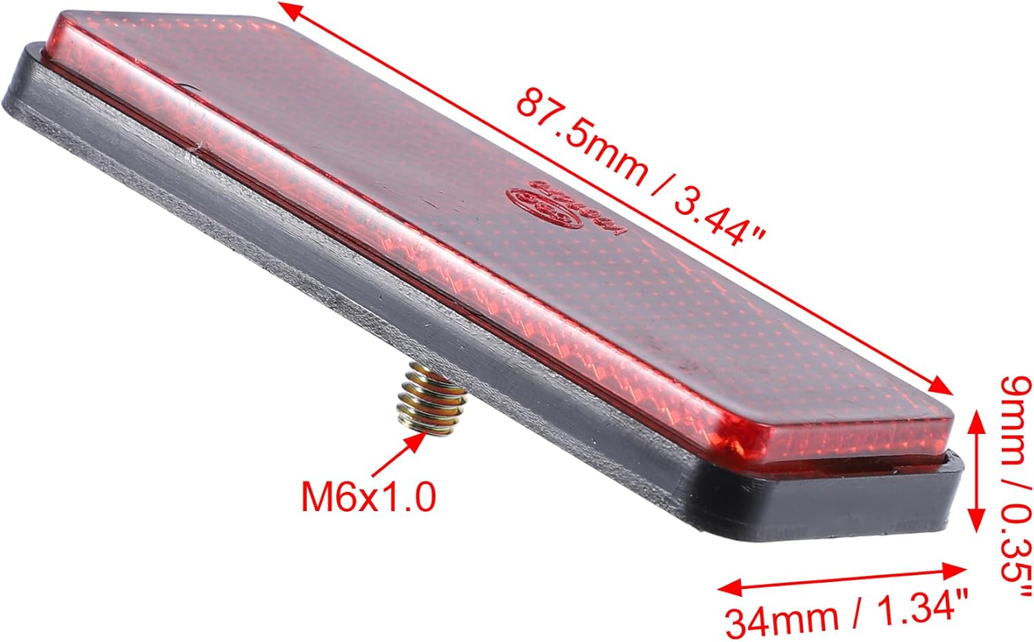 X AUTOHAUX 2 piezas M6x1.0 de plástico rojo universal rectangular para montaje de tornillo, reflectores de advertencia reflectantes para motocicleta