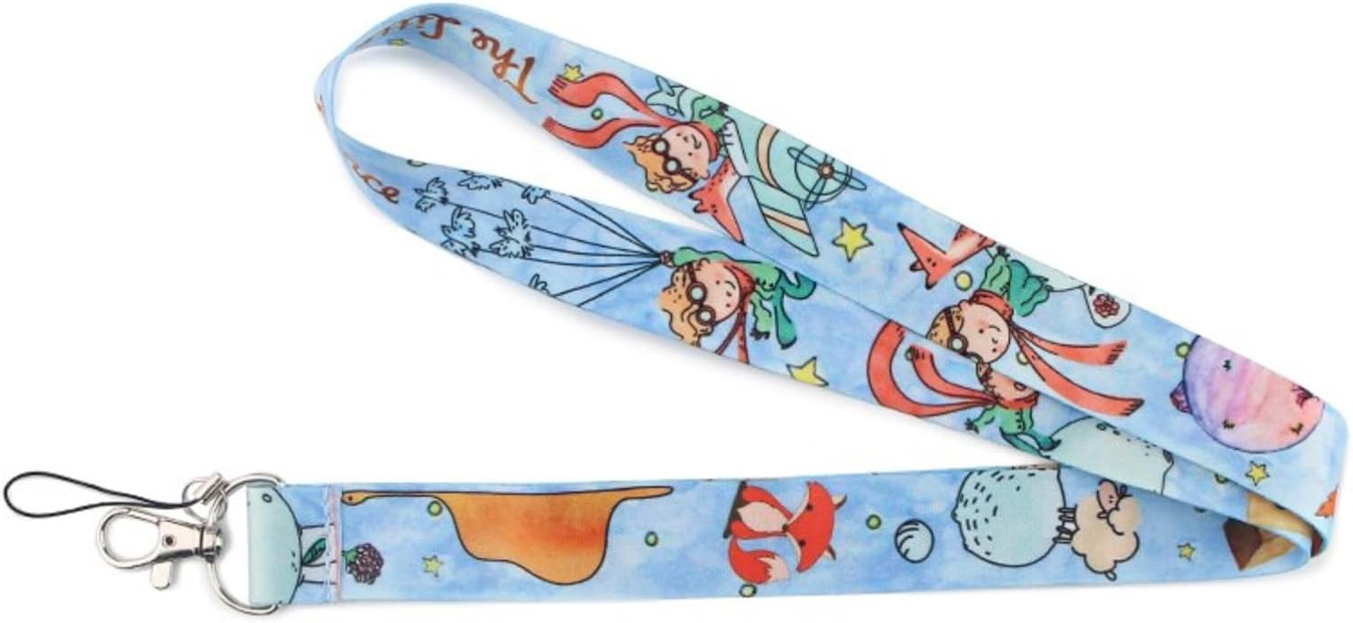 Le Petit Little Prince Novel Fox Plane Moon 17.7″ Collar Lanyard Holder ID Badge Mobile Phone Pin Strap, Mezclado