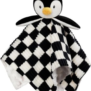Manta de bebé Lovey para niños y niñas, súper suave tablero de ajedrez con respaldo de tela de punto minky, pingüino, animal de peluche, bonito Manta de bebé Lovey para niños y niñas, súper suave tablero de ajedrez con respaldo de tela de punto minky, pingüino, animal de peluche, bonito