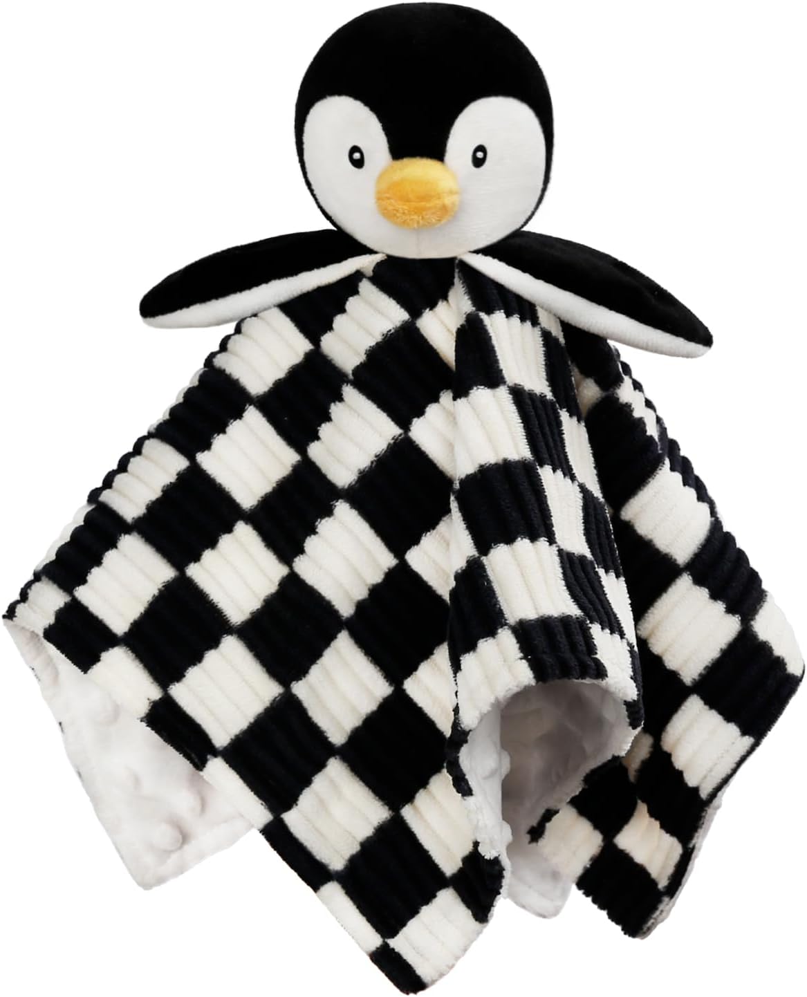 Manta de bebé Lovey para niños y niñas, súper suave tablero de ajedrez con respaldo de tela de punto minky, pingüino, animal de peluche, bonito
