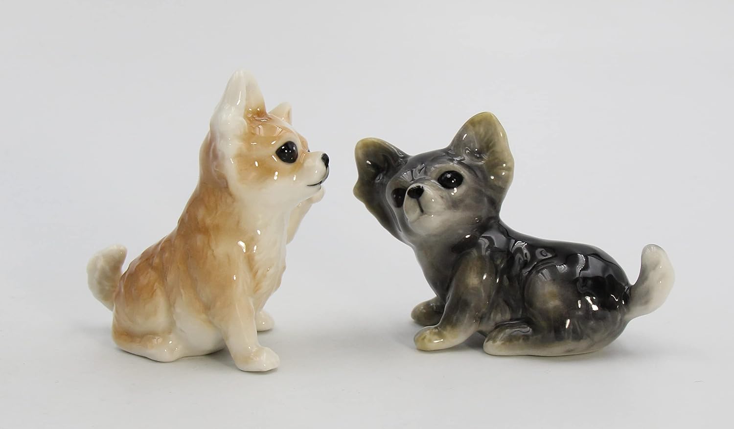 Juego de salero y pimentero de cerámica de porcelana fina para perros Chihuahua, 3-12 pulgadas de largo