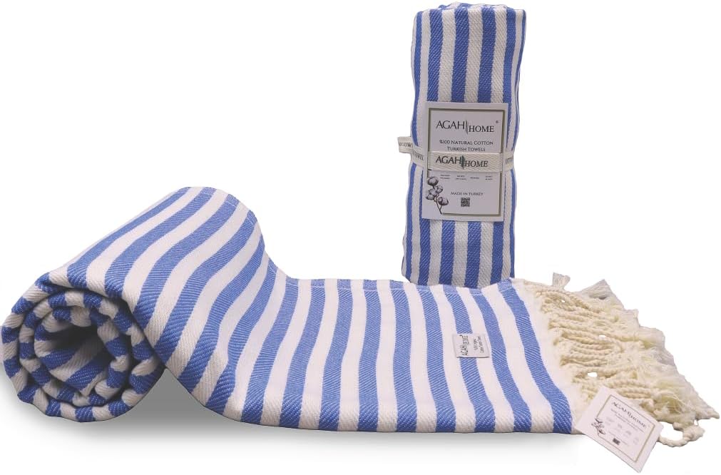 Agah Home Toalla de playa turca Toalla de algodón turco Peshtemal de gran tamaño baño turco, playa, piscina, gimnasio, toalla de yoga Toalla