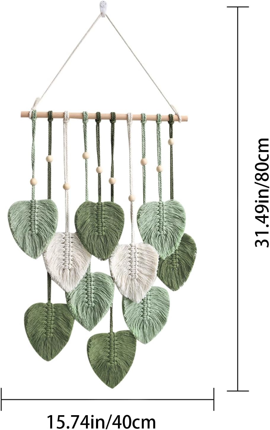 Tapiz de hojas bohemio para colgar en la pared, tapiz para colgar en la pared, hilo tejido de plumas hechas a mano, tapiz bohemio, decoración de