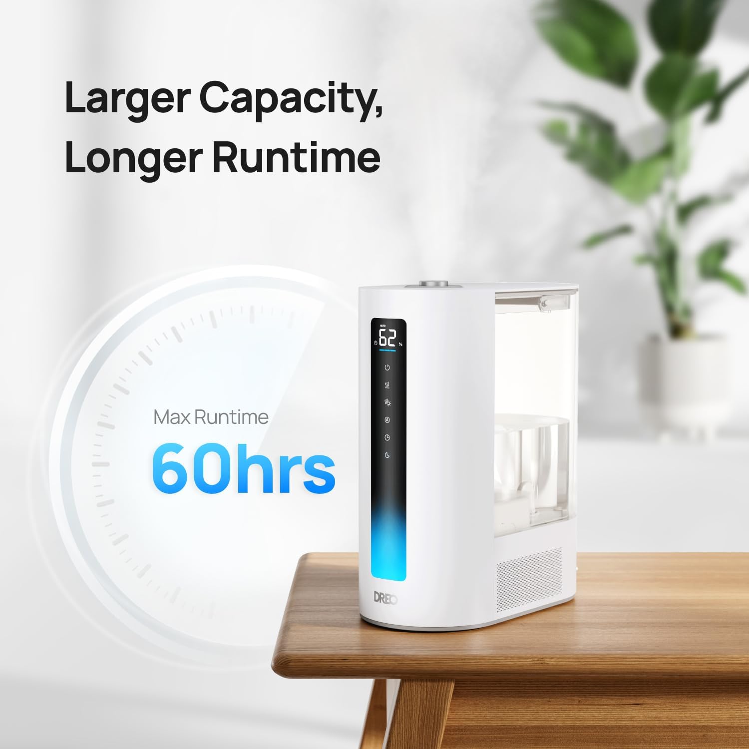 Dreo Humidificadores de 6L para dormitorio y habitación grande, humidificador de niebla fría y cálida para plantas, con sensor de humedad preciso,