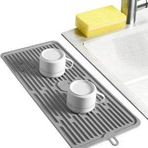 Tapete de silicona para secar platos, funciona para secar copas de cóctel, ollas, sartenes, cuchillos y escurridor para cocina, encimera, fregadero, Tapete de silicona para secar platos, funciona para secar copas de cóctel, ollas, sartenes, cuchillos y escurridor para cocina, encimera, fregadero,