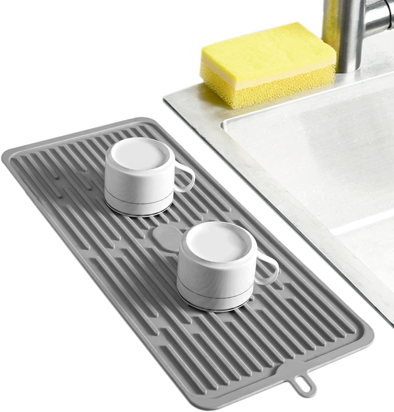 Tapete de silicona para secar platos, funciona para secar copas de cóctel, ollas, sartenes, cuchillos y escurridor para cocina, encimera, fregadero,
