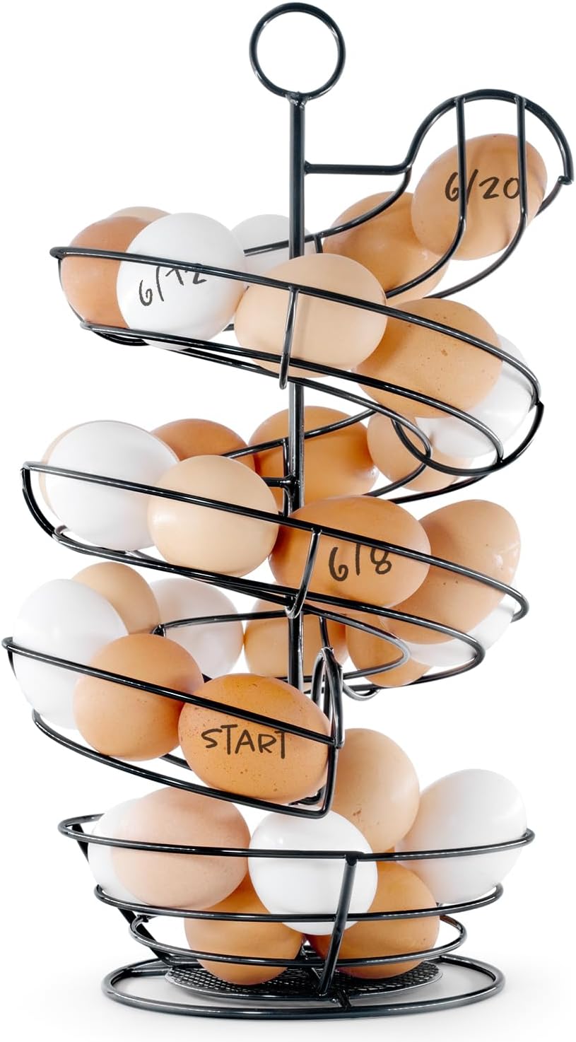 Soporte para huevos frescos, soporte para huevos en espiral con cesta de almacenamiento, soporte para huevos de gallina, almacenamiento de huevos de