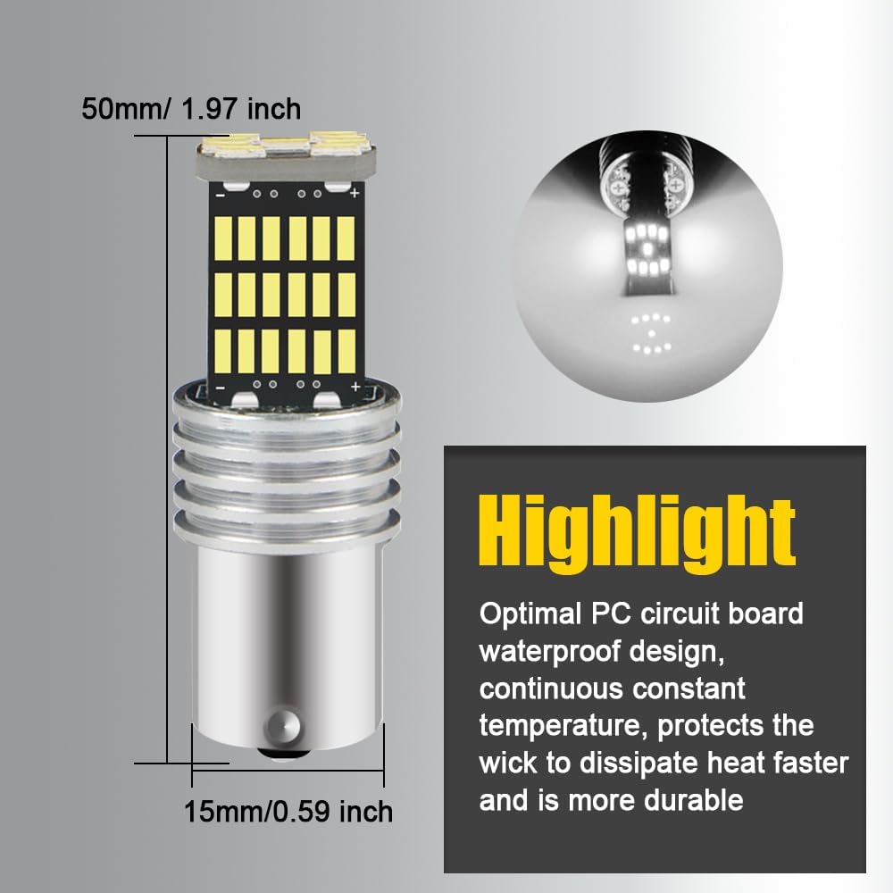 Zufoty 4 bombillas de señal de giro para automóvil, bombillas LED de señal de giro, luces de marcha atrás superbrillantes, 1156 bombillas LED para