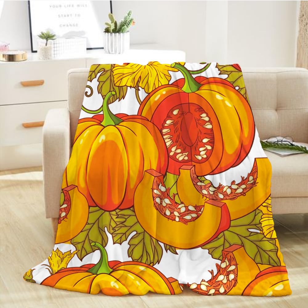 Manta decorativa de otoño para bebé, manta de forro polar para otoño, manta de calabaza naranja para niños pequeños, cuna, sofá, manta ligera y