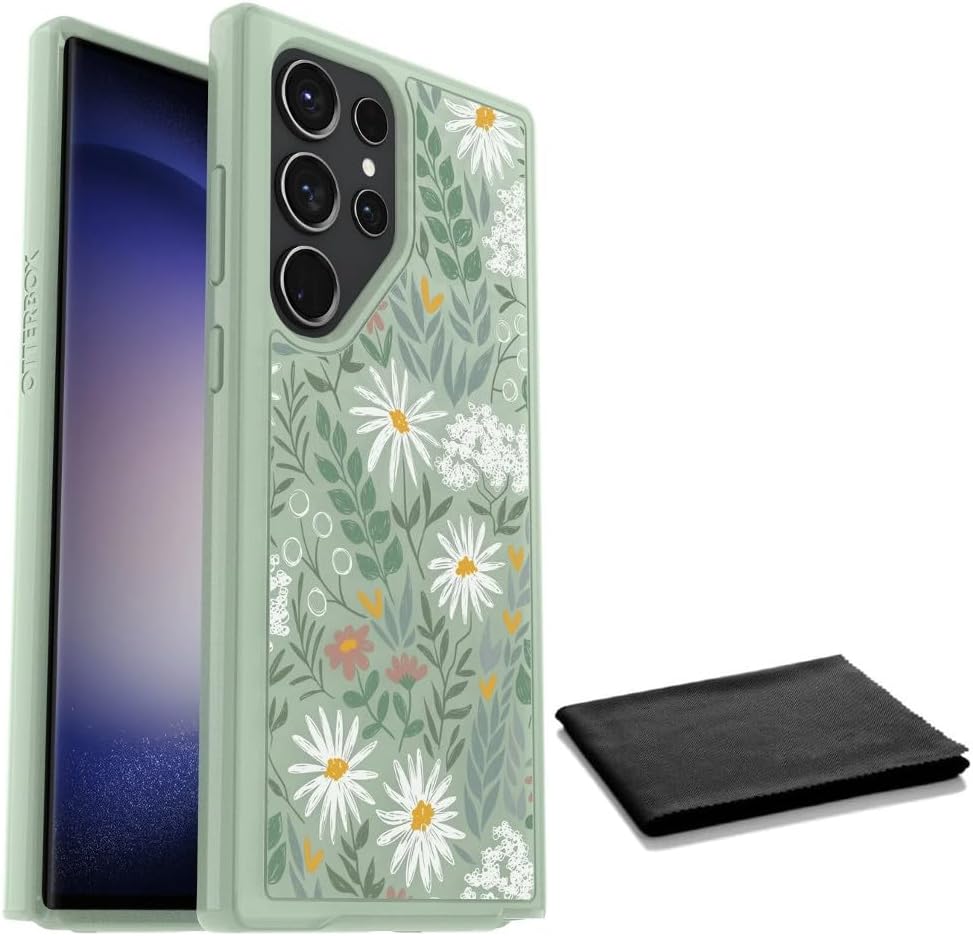 OtterBox Galaxy S23 Ultra (solamente) – Funda de la serie Symmetry – Sage Advice (verde) – Compatible con carga inalámbrica – Bordes elevados para